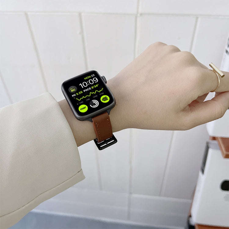 Leather Watch Band For Apple Watch Series 9&8&7 41mm / SE 3&SE 2&6&SE&5&4 40mm / 3&2&1 38mm(Yellow)