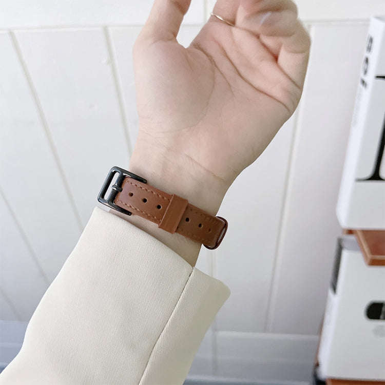 Leather Watch Band For Apple Watch Series 9&8&7 41mm / SE 3&SE 2&6&SE&5&4 40mm / 3&2&1 38mm(Yellow)