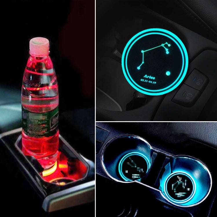 2 PCS Car Constellation Series AcrylicColorful USB Charger Water Cup Groove LED Atmosphere Light(...