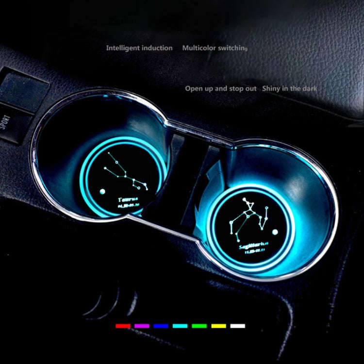 2 PCS Car Constellation Series AcrylicColorful USB Charger Water Cup Groove LED Atmosphere Light(...
