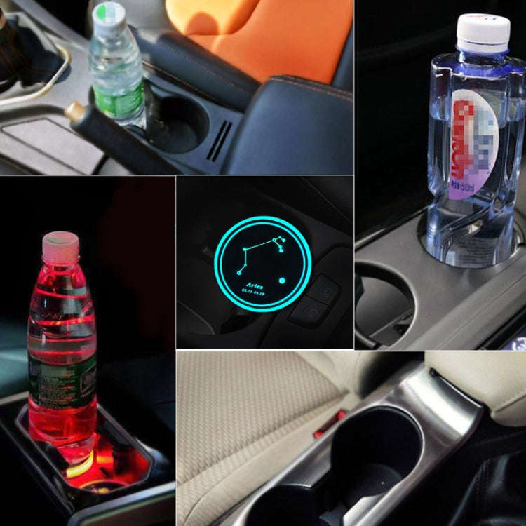 2 PCS Car Constellation Series AcrylicColorful USB Charger Water Cup Groove LED Atmosphere Light(...
