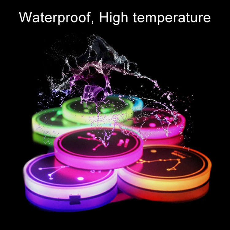 2 PCS Car Constellation Series AcrylicColorful USB Charger Water Cup Groove LED Atmosphere Light(...
