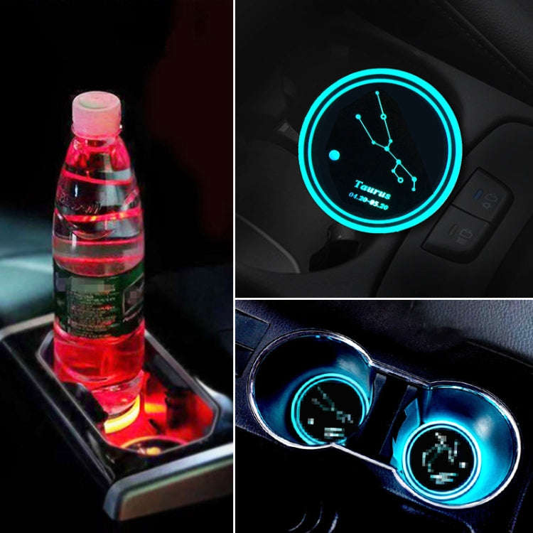 2 PCS Car Constellation Series AcrylicColorful USB Charger Water Cup Groove LED Atmosphere Light(...