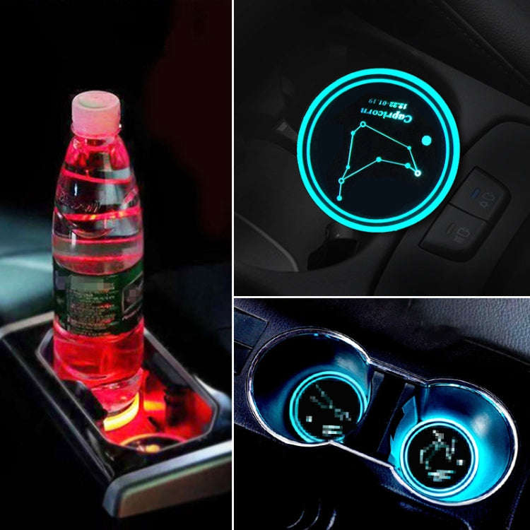 2 PCS Car Constellation Series AcrylicColorful USB Charger Water Cup Groove LED Atmosphere Light(...