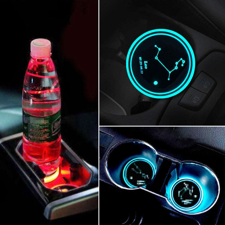 2 PCS Car Constellation Series AcrylicColorful USB Charger Water Cup Groove LED Atmosphere Light(...