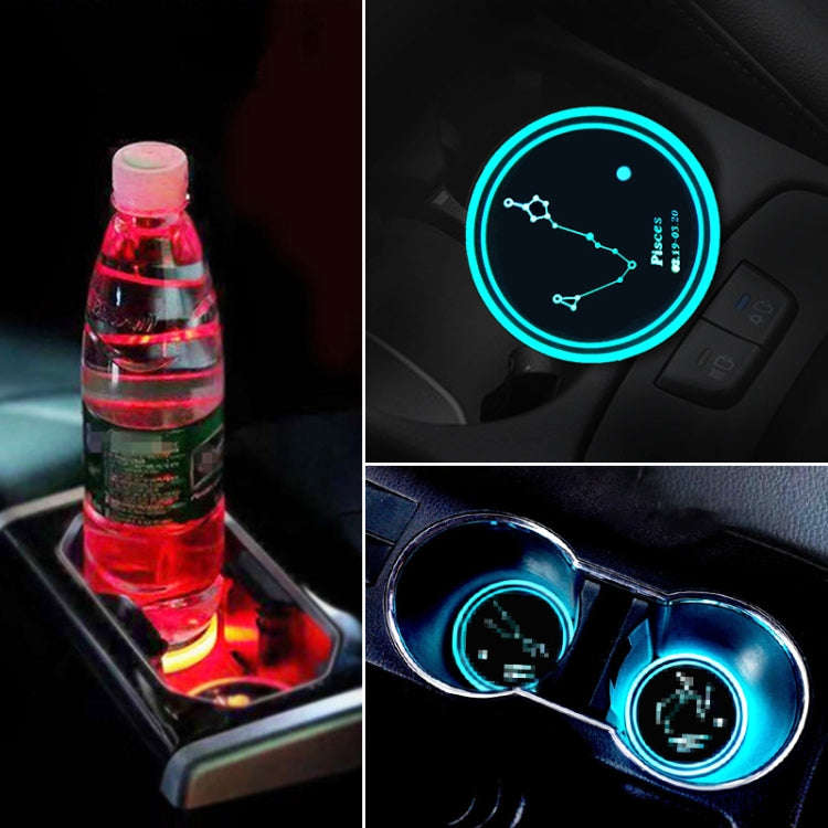 2 PCS Car Constellation Series AcrylicColorful USB Charger Water Cup Groove LED Atmosphere Light(...