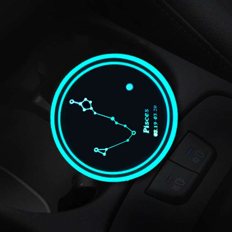 2 PCS Car Constellation Series AcrylicColorful USB Charger Water Cup Groove LED Atmosphere Light(...