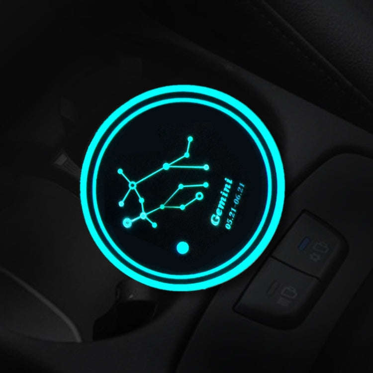 2 PCS Car Constellation Series AcrylicColorful USB Charger Water Cup Groove LED Atmosphere Light(...
