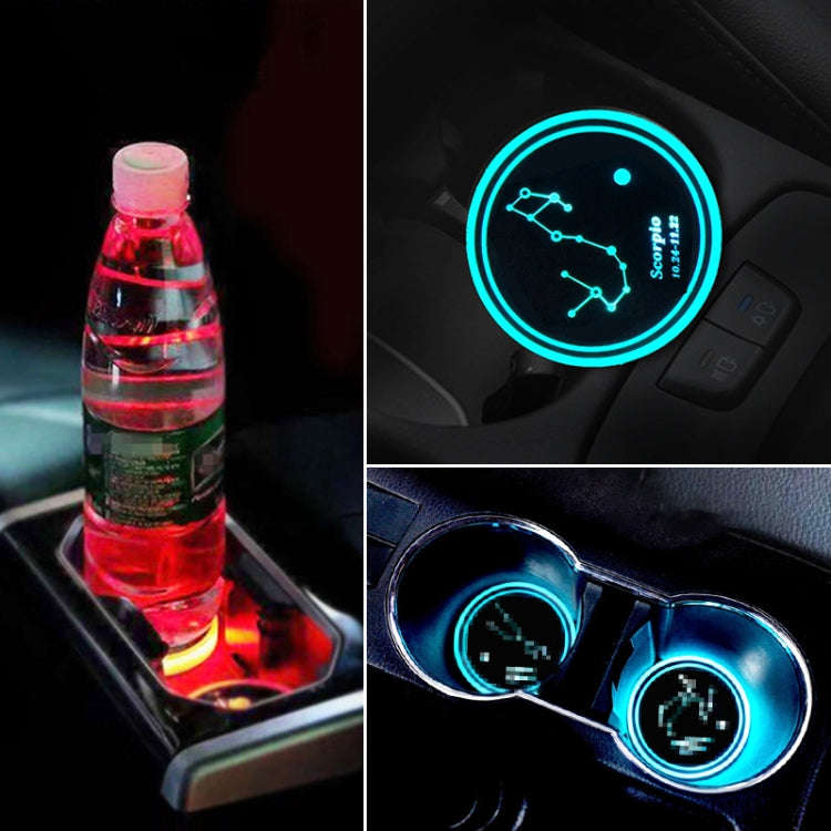 2 PCS Car Constellation Series AcrylicColorful USB Charger Water Cup Groove LED Atmosphere Light(...