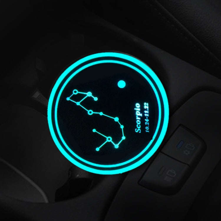 2 PCS Car Constellation Series AcrylicColorful USB Charger Water Cup Groove LED Atmosphere Light(...