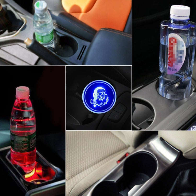 Car AcrylicColorful USB Charger Water Cup Groove LED Atmosphere Light(Santa Claus)