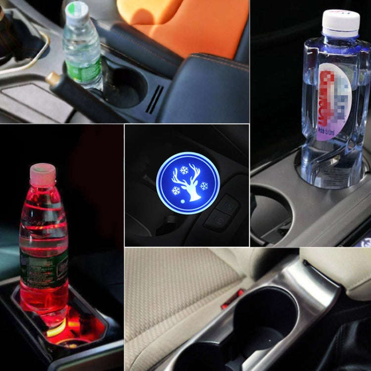 Car AcrylicColorful USB Charger Water Cup Groove LED Atmosphere Light(Christmas Deer)
