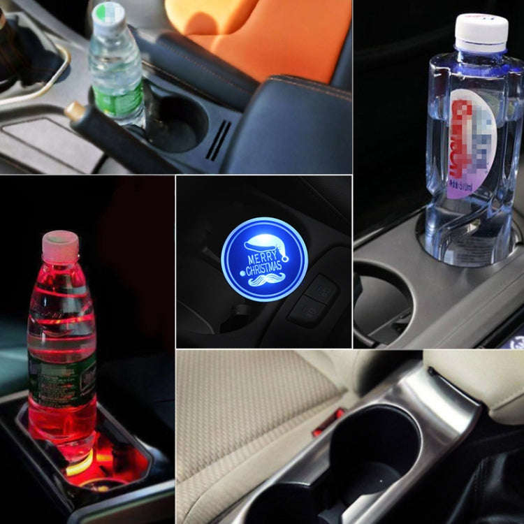 Car AcrylicColorful USB Charger Water Cup Groove LED Atmosphere Light(Christmas Hat)