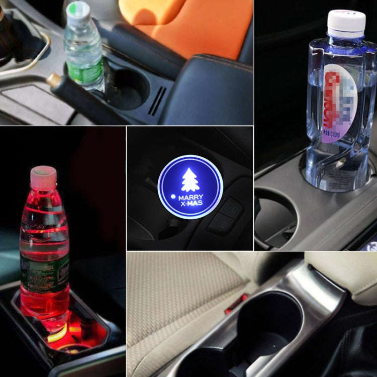 Car AcrylicColorful USB Charger Water Cup Groove LED Atmosphere Light(Christmas Tree)