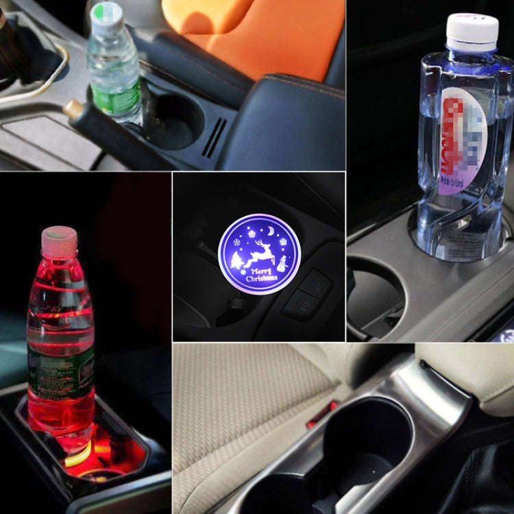 Car AcrylicColorful USB Charger Water Cup Groove LED Atmosphere Light(Christmas)