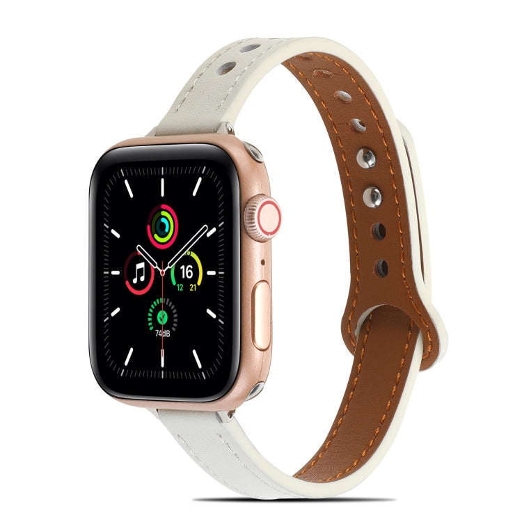 Double Rivets Leather Watch Band for Apple Watch Series 9&8&7 41mm / SE 3&SE 2&6&SE&5&4 40mm / 3&...