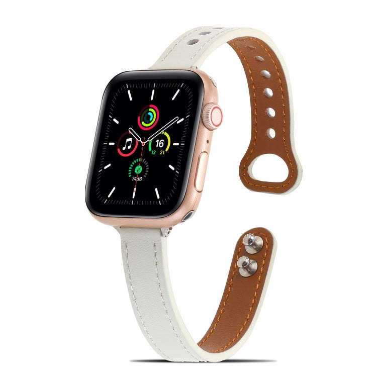 Double Rivets Leather Watch Band for Apple Watch Series 9&8&7 41mm / SE 3&SE 2&6&SE&5&4 40mm / 3&...