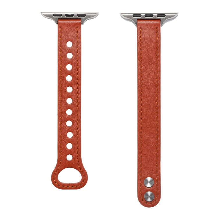 Double Rivets Leather Watch Band for Apple Watch Series 9&8&7 41mm / SE 3&SE 2&6&SE&5&4 40mm / 3&...