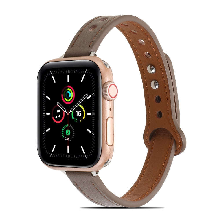 Double Rivets Leather Watch Band for Apple Watch Ultra 49mm&Watch Ultra 2 49mm / Series 9&8&7 45m...