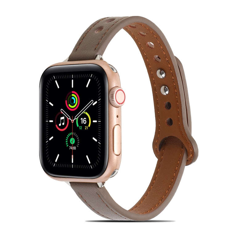 Double Rivets Leather Watch Band for Apple Watch Ultra 49mm&Watch Ultra 2 49mm / Series 9&8&7 45m...