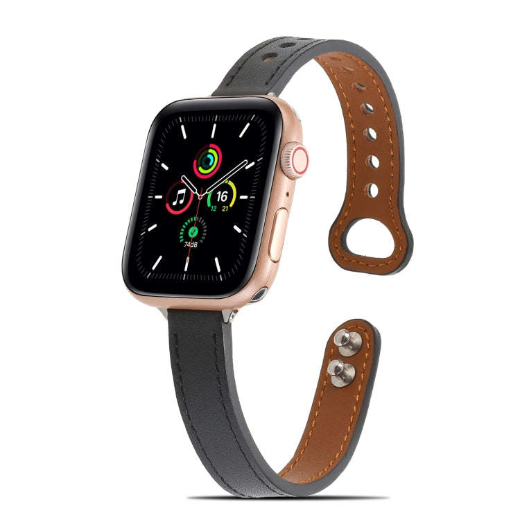 Double Rivets Leather Watch Band for Apple Watch Ultra 49mm&Watch Ultra 2 49mm / Series 9&8&7 45m...