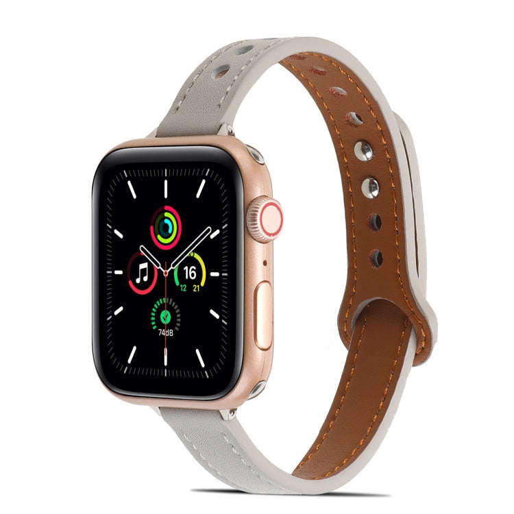 Double Rivets Leather Watch Band for Apple Watch Ultra 49mm&Watch Ultra 2 49mm / Series 9&8&7 45m...
