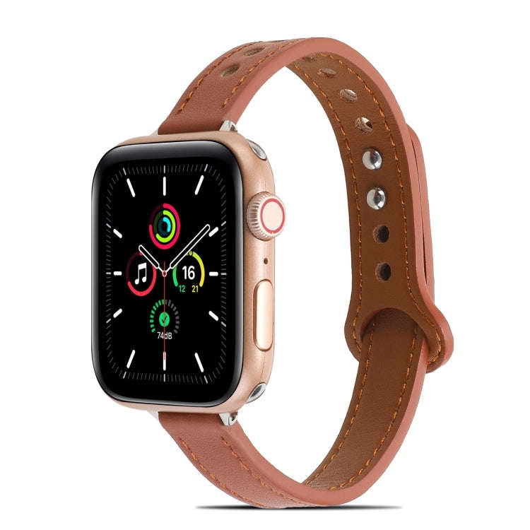 Double Rivets Leather Watch Band for Apple Watch Ultra 49mm&Watch Ultra 2 49mm / Series 9&8&7 45m...