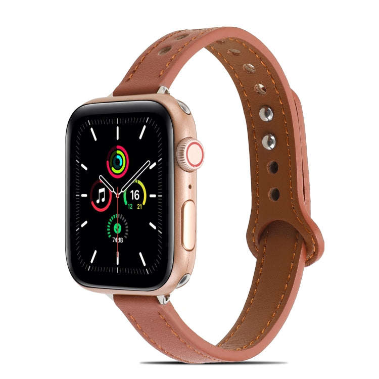 Double Rivets Leather Watch Band for Apple Watch Ultra 49mm&Watch Ultra 2 49mm / Series 9&8&7 45m...