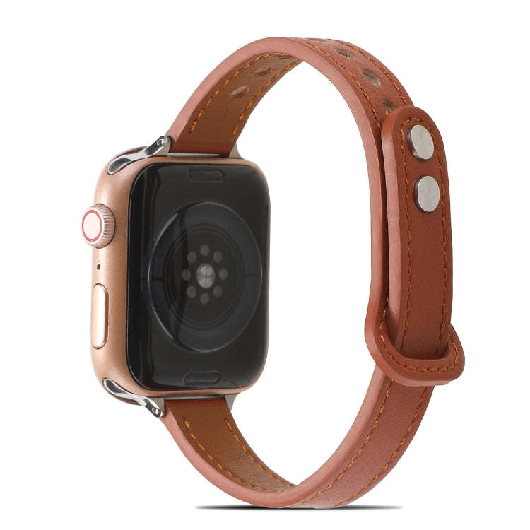 Double Rivets Leather Watch Band for Apple Watch Ultra 49mm&Watch Ultra 2 49mm / Series 9&8&7 45m...
