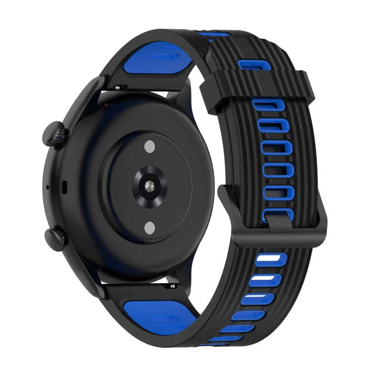 For Amazfit GTR 3/GTR 3 Pro/GTR 2 22mm Two-color Stripe Silicone Watch Band(Black Blue)