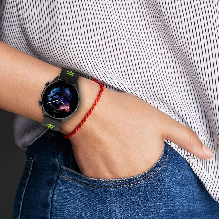 For Amazfit GTR 3/GTR 3 Pro/GTR 2 22mm Two-color Stripe Silicone Watch Band(Black Blue)