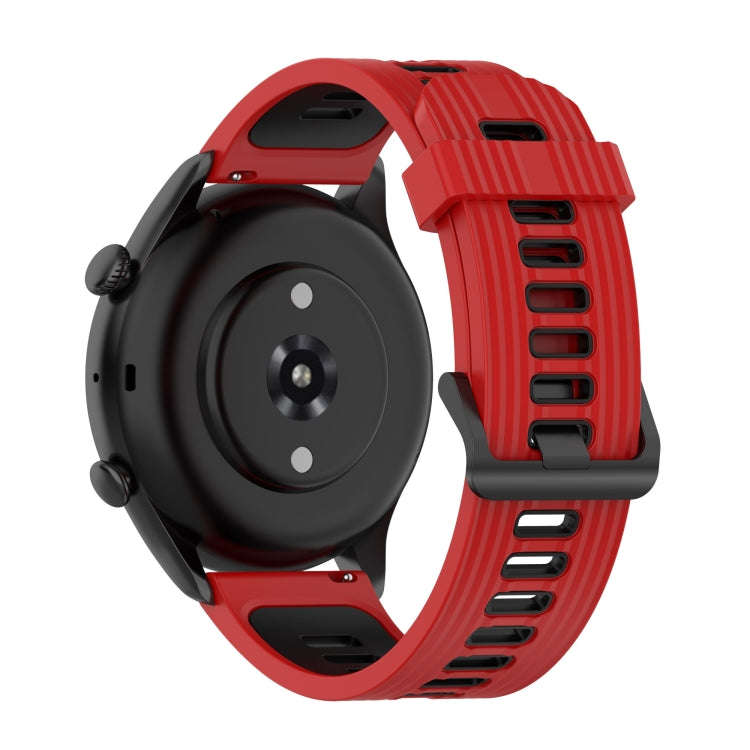 For Amazfit GTR 3/GTR 3 Pro/GTR 2 22mm Two-color Stripe Silicone Watch Band(Red Black)