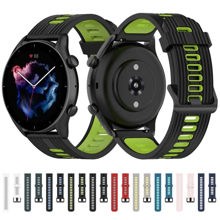 For Amazfit GTR 3/GTR 3 Pro/GTR 2 22mm Two-color Stripe Silicone Watch Band(Black Blue)