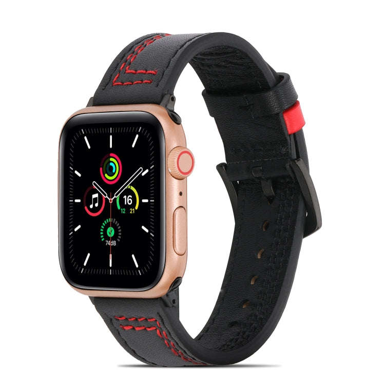 Sewing Matte Leather Watch Band for Apple Watch Series 9&8&7 41mm / SE 3&SE 2&6&SE&5&4 40mm / 3&2...