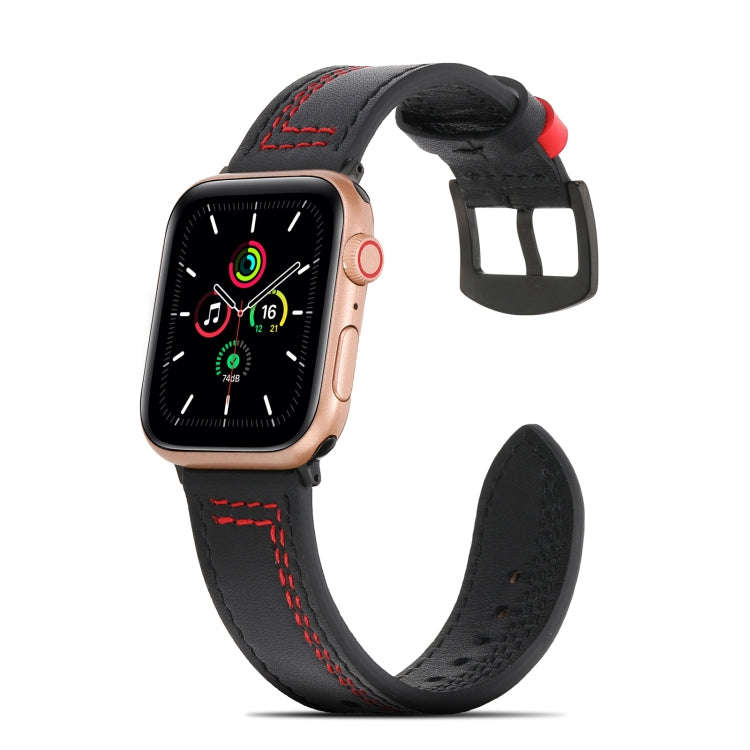 Sewing Matte Leather Watch Band for Apple Watch Series 9&8&7 41mm / SE 3&SE 2&6&SE&5&4 40mm / 3&2...
