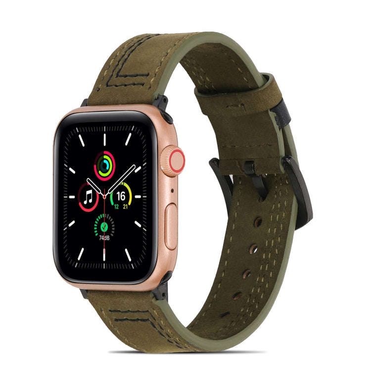 Sewing Matte Leather Watch Band for Apple Watch Series 9&8&7 41mm / SE 3&SE 2&6&SE&5&4 40mm / 3&2...