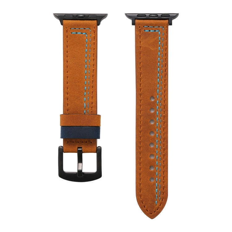 Sewing Matte Leather Watch Band for Apple Watch Series 9&8&7 41mm / SE 3&SE 2&6&SE&5&4 40mm / 3&2...