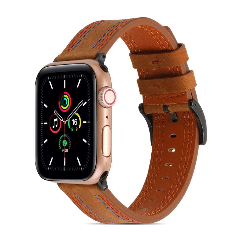 Sewing Matte Leather Watch Band for Apple Watch Ultra 49mm&Watch Ultra 2 49mm / Series 9&8&7 45mm...