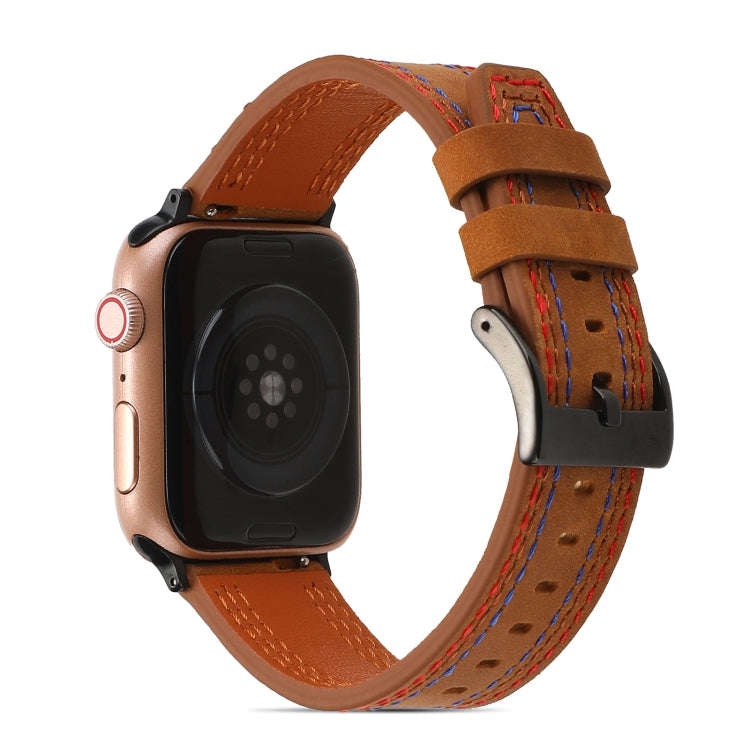 Sewing Matte Leather Watch Band for Apple Watch Ultra 49mm&Watch Ultra 2 49mm / Series 9&8&7 45mm...