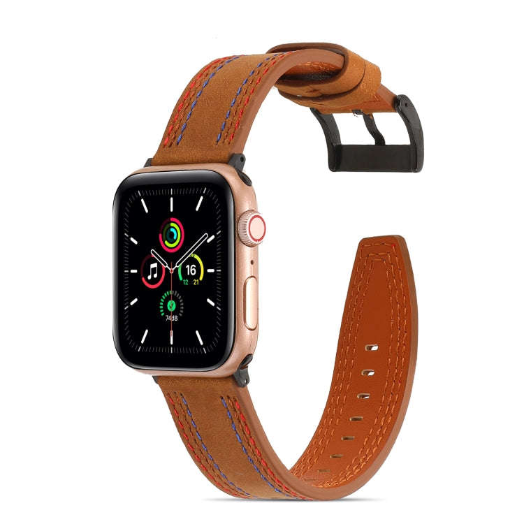 Sewing Matte Leather Watch Band for Apple Watch Ultra 49mm&Watch Ultra 2 49mm / Series 9&8&7 45mm...