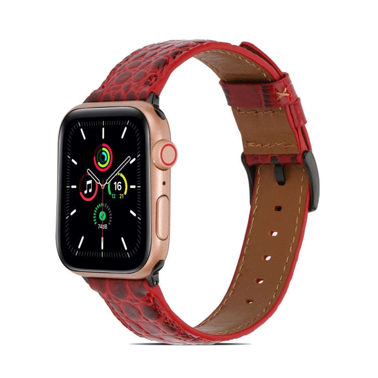 Crocodile Texture Leather Watch Band for Apple Watch Series 9&8&7 41mm / SE 3&SE 2&6&SE&5&4 40mm ...