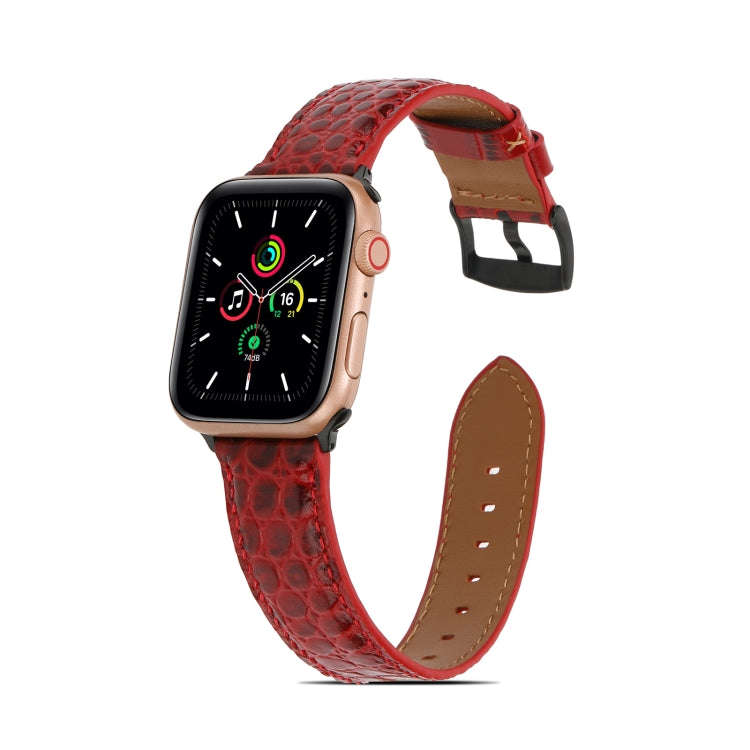 Crocodile Texture Leather Watch Band for Apple Watch Series 9&8&7 41mm / SE 3&SE 2&6&SE&5&4 40mm ...