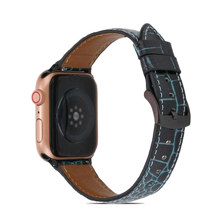 Crocodile Texture Leather Watch Band for Apple Watch Ultra 49mm&Watch Ultra 2 49mm / Series 9&8&7...