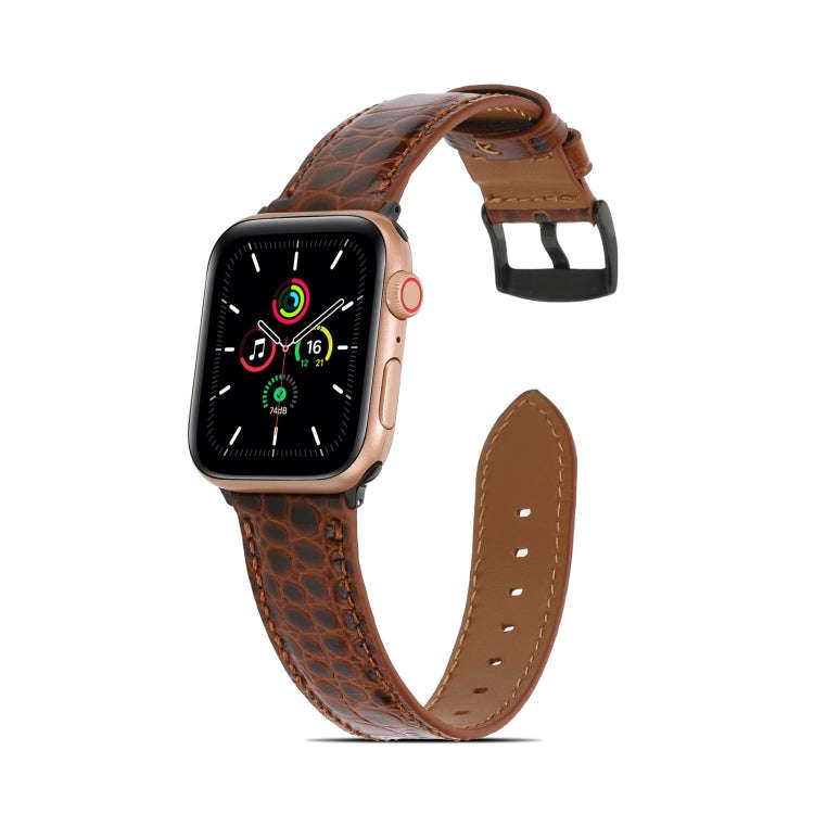 Crocodile Texture Leather Watch Band for Apple Watch Ultra 49mm&Watch Ultra 2 49mm / Series 9&8&7...