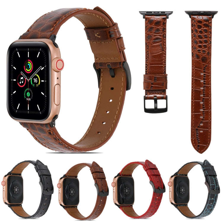 Crocodile Texture Leather Watch Band for Apple Watch Ultra 49mm&Watch Ultra 2 49mm / Series 9&8&7...