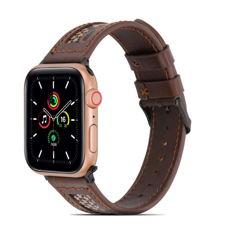 Genuine Leather + GD Knitting Watch Band for Apple Watch Ultra 49mm&Watch Ultra 2 49mm / Series 9...
