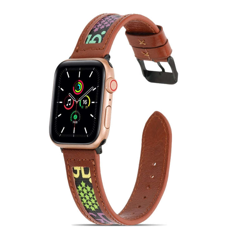 Genuine Leather + GD Knitting Watch Band for Apple Watch Ultra 49mm&Watch Ultra 2 49mm / Series 9...