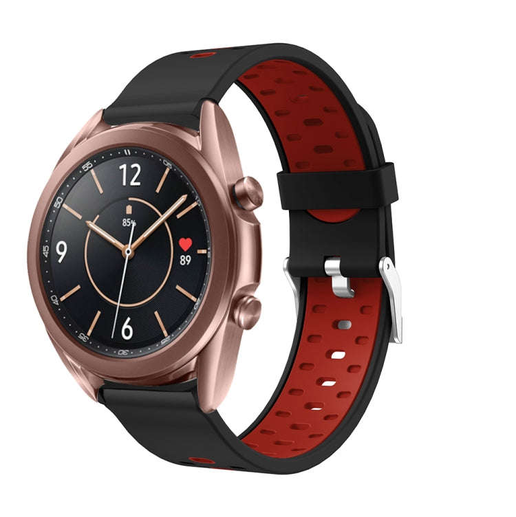 For Samsung Galaxy Watch 3 45mm Three Row Holes Silicone Watch Band(Black Red)