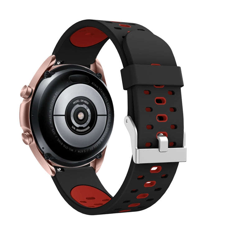For Samsung Galaxy Watch 3 45mm Three Row Holes Silicone Watch Band(Black Red)
