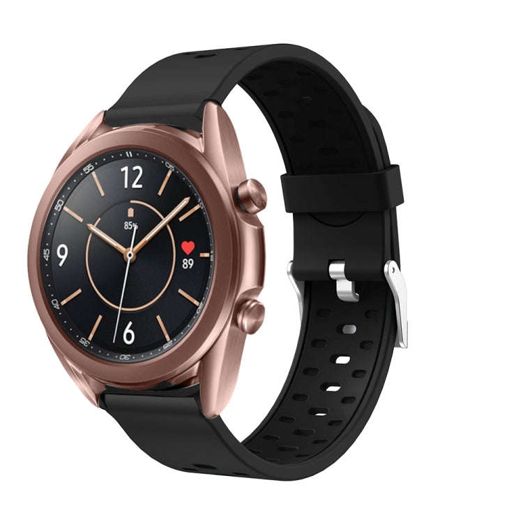 For Samsung Galaxy Watch 3 45mm Three Row Holes Silicone Watch Band(Black)